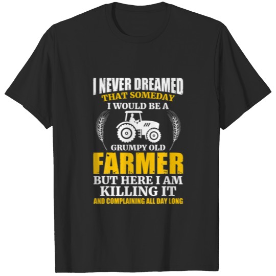 Discover Funny Old Farmer Grandpa Tractor Rancher Farming T-shirt