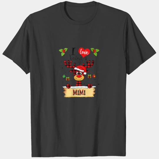 Womens I Love Being A Mimi Reindeer Christmas Funn T-shirt