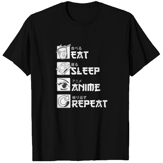 Eat Sleep Anime Repeat Anime Manga Funny T-shirt