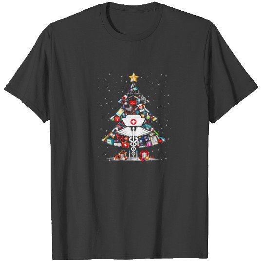 Christmas Nurse Stethoscope Xmas Tree RN Santa's S T-shirt