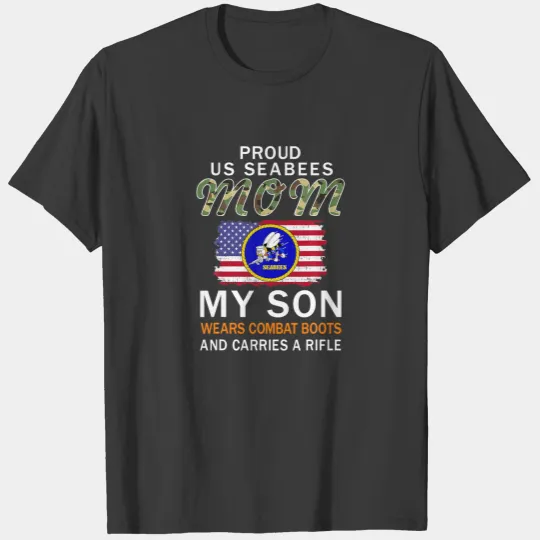 My Son Wears Combat Boots-Proud Seabees Mom Camouf T-shirt