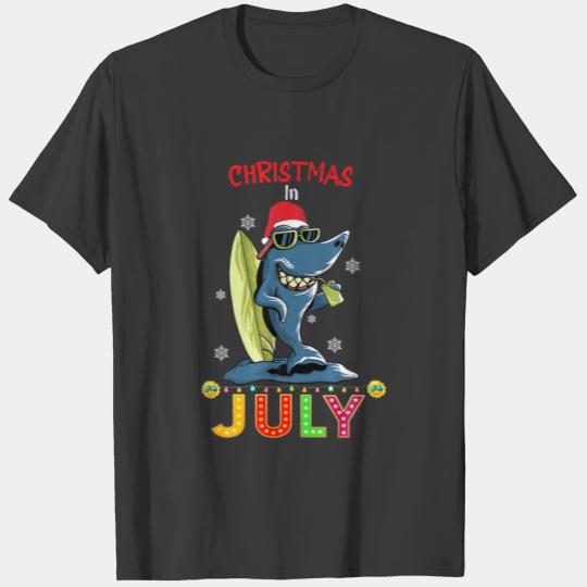 Santa Shark Christmas In July, Summer Vacation Bea T-shirt