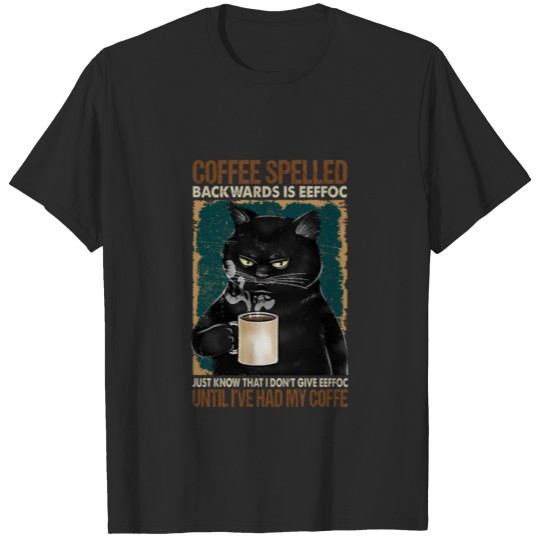 Vintage Black Cat Coffee Spelled Backwards Plus Size T-shirt