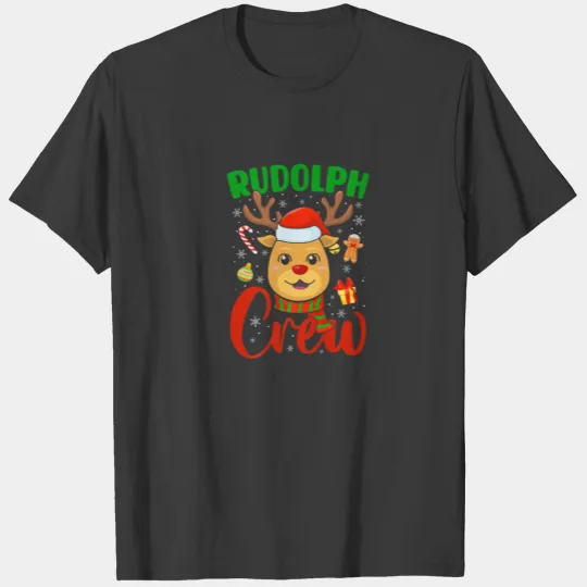 Cute Christmas Rudolph Crew Matching Family Funny T-shirt