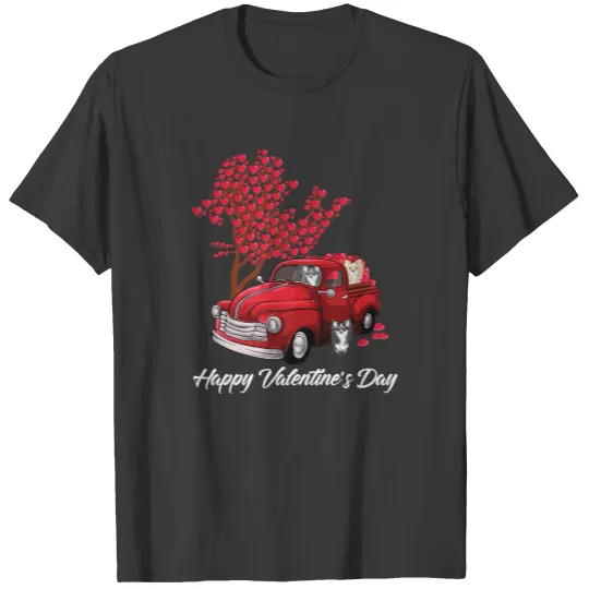 Red Truck Happy Valentines Day Chihuahua dog heart Sweat T-shirt