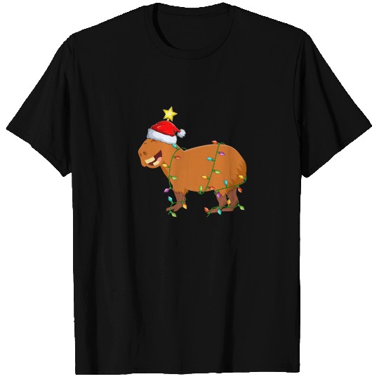 Capybara Lighting Xmas Tree Matching Capybara Chri T-shirt