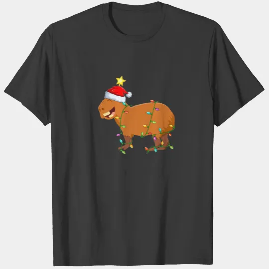 Capybara Lighting Xmas Tree Matching Capybara Chri T-shirt