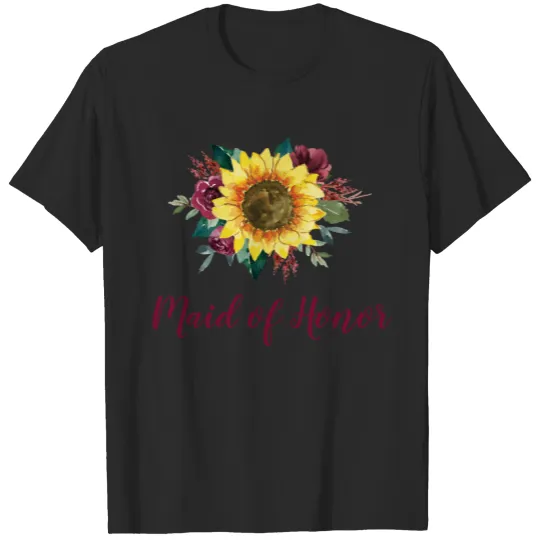 Maid of Honor Rustic Floral Sunflower Wedding T-shirt