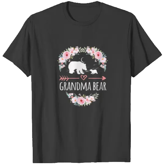 Grandma Bear Xmas Family Christmas Pajama Flower T-shirt