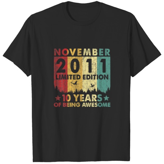 Discover November 2011 10Th Birthday 10 Years Old Retro Vin T-shirt