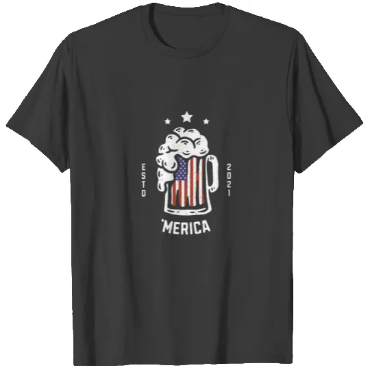 Beer American Flag 4Th Of July Patriot Merica USA T-shirt