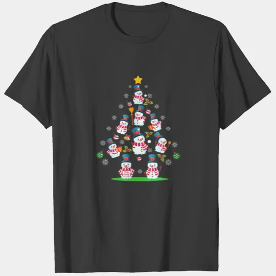 Cute Snowman Christmas Tree Women Men Chrismas T-shirt