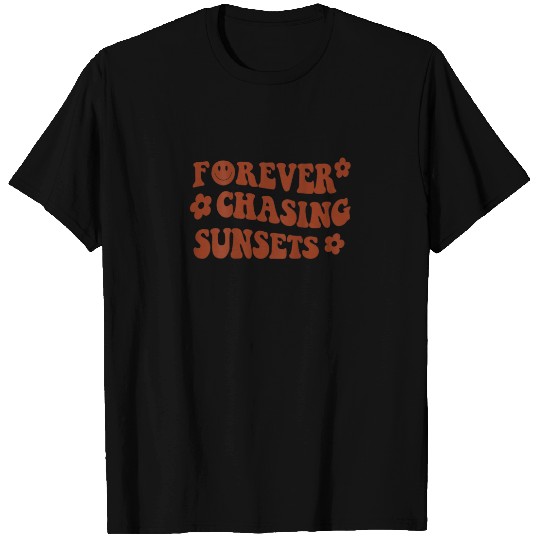 Forever Chasing Sunsets Smiley Face Sunset Color T-shirt
