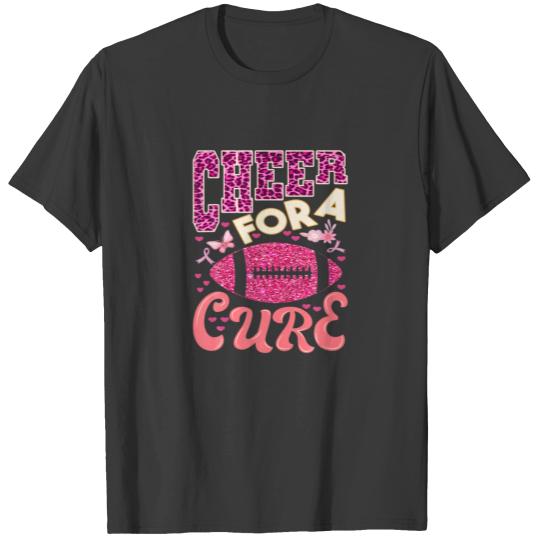 Cheer For The Cure Football Pink Ribbon Leopard Pr T-shirt