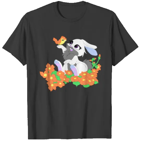 Sweet Easter bunny in white girls T-shirt