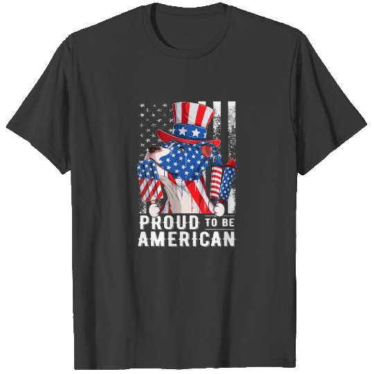 4Th Of July Pitbull Proud American Flag Dog Lover T-shirt