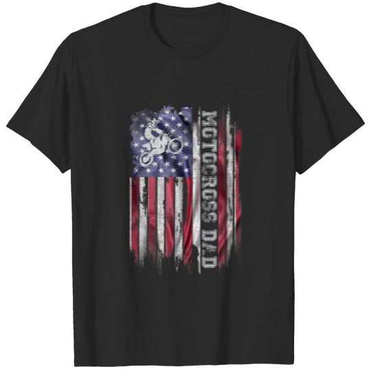 Discover Vintage USA Flag Proud Motocross Dirt Bike Dad Sil T-shirt