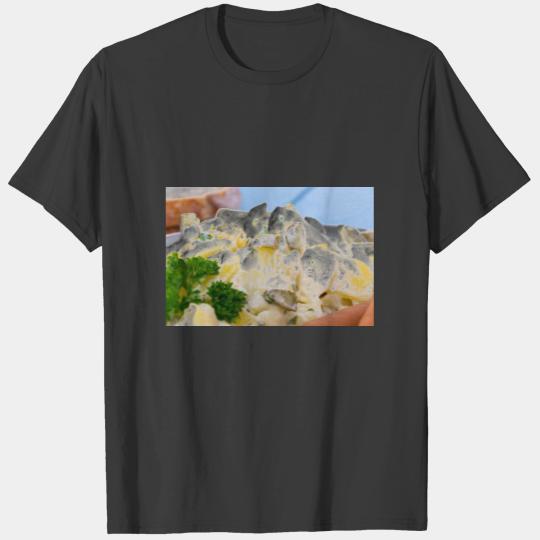 Potato salad with sausage and mustard T-shirt