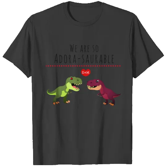 Cute Colorful Kawaii Dinosaur Pun Newlywed Couple T-shirt