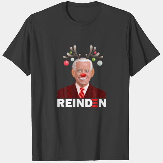 Funny Reindeer Biden Reinden Lights Ugly Christmas T-shirt