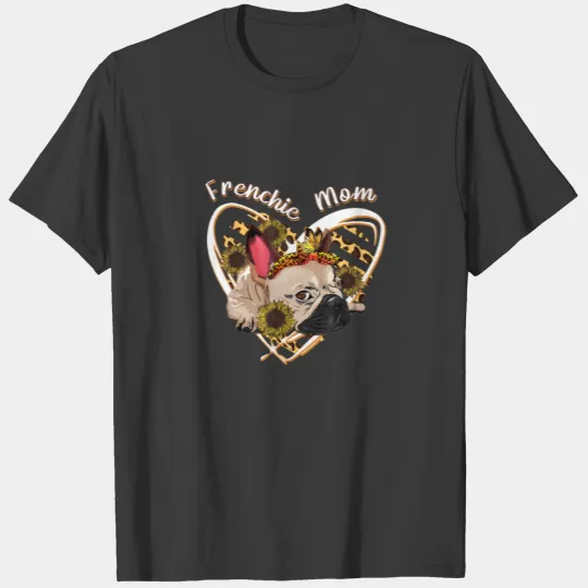 Frenchie Mom Leopard Print Head Band Sunflower Wom T-shirt