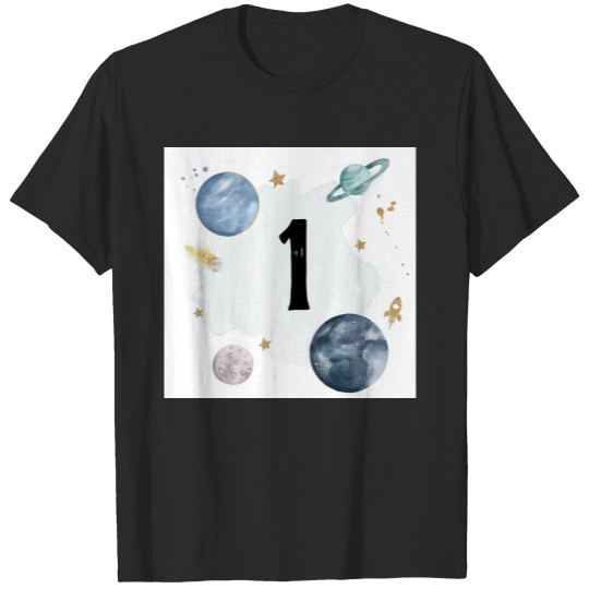 Space 1st Birthday Planets Galaxy One  Boy T-shirt