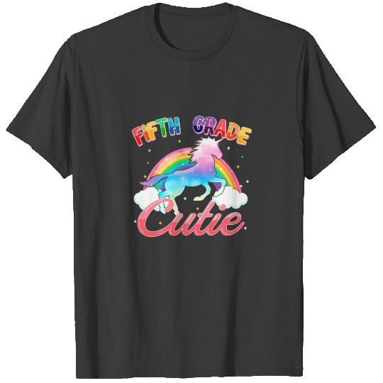 Kids Fifth Grade Cutie Unicorn Rainbow Back To Sch T-shirt