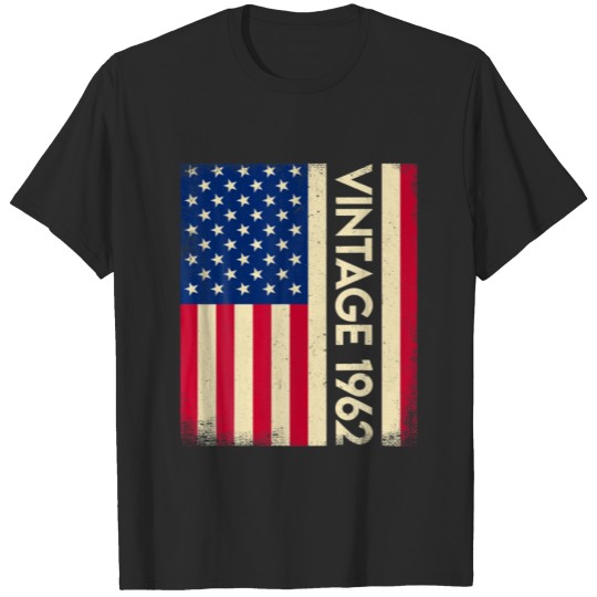 Vintage 1962 American Flag 60Th Birthday 60 Year O T-shirt