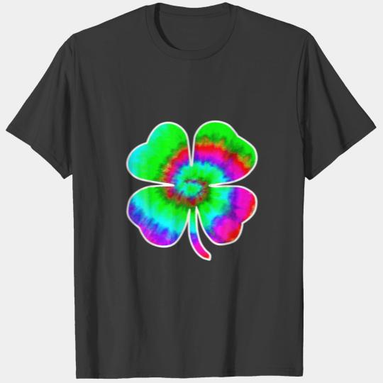 Tye Dye St Patricks Day Women Men Green Clover Iri T-shirt