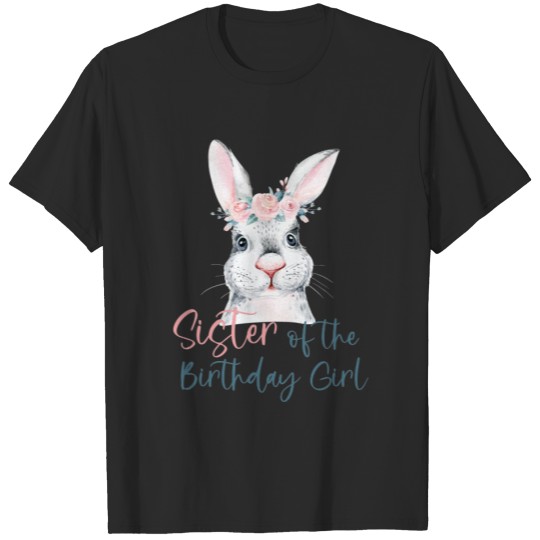Discover Watercolor Bunny Sister of the Birthday T-shirt