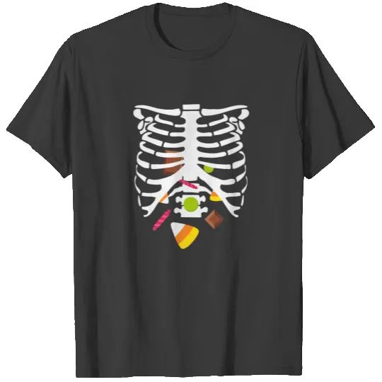 Halloween Candy Skeleton Rib Cage X-Ray Funny Spoo T-shirt