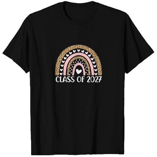 Class Of 2027 Leopard Rainbow Heart Back To School T-shirt
