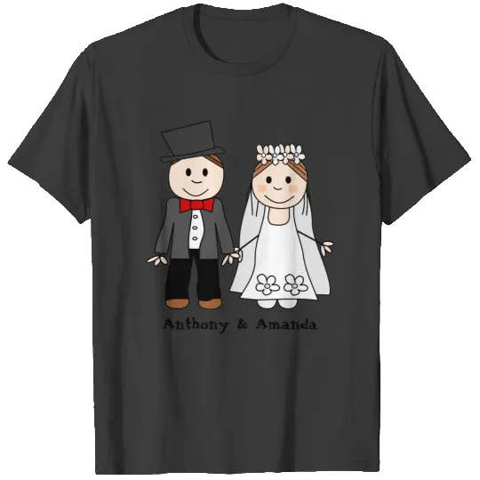 WEDDING COUPLE, bride and groom T-shirt
