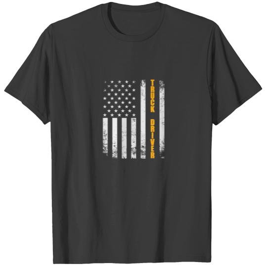 Truck Driver American Flag USA Semi-Trailer Vintag T-shirt