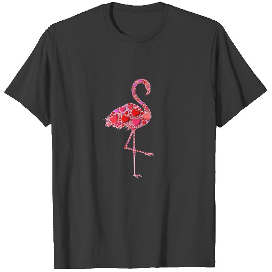 Cute Hearts Flamingo Funny Animals Lover Valentine T-shirt