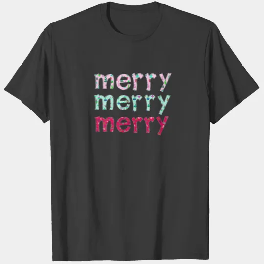 Merry Merry Merry In Pinks And Mint Decorative Let T-shirt