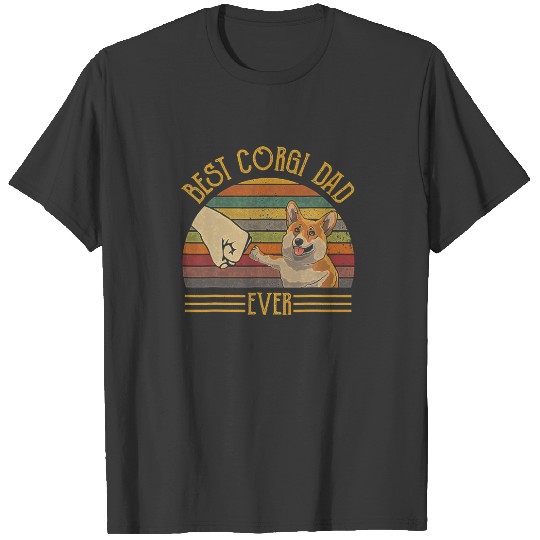 Best Corgi Dad Ever Retro Vintage Sunset T-shirt