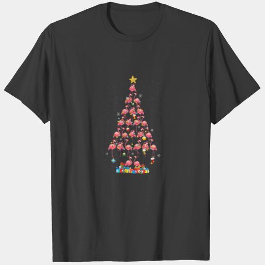 Rall Flamingo Christmas Tree Merry Xmas Flamingo L T-shirt