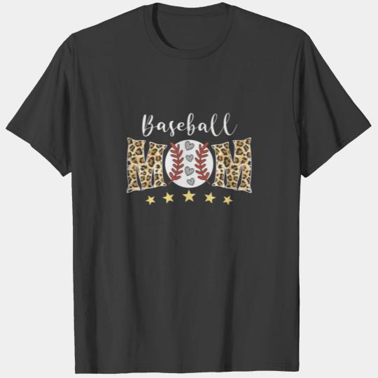 Baseball Mom Leopard Softball Mom Happy Mother's D T-shirt