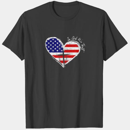 In God We Trust Heart 4Th Of July Patriotic Flag C T-shirt
