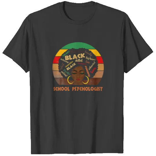 School Psychologist Afro African American Women Bl T-shirt