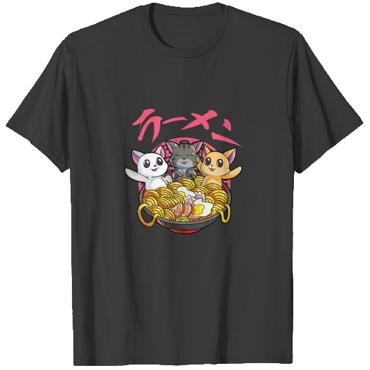 Kawaii Cat Ramen Neko Japanese Noodle Anime Cat Lo T-shirt