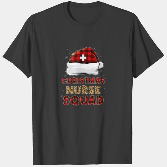 Discover Funny Christmas Nurse Squad Leopard Plaid Santa Ha T-shirt