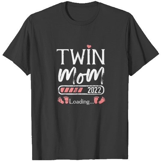Womens Twin Mama Twin Mom To Be Pregnancy Announce T-shirt