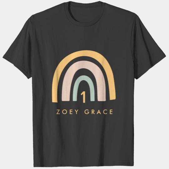 Modern Pastel Rainbow Girl's First Birthday T-shirt