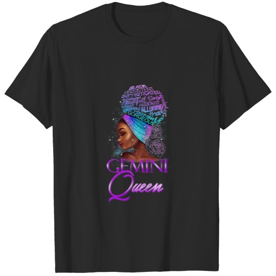 Purple Gemini Queen African American Woman May Jun T-shirt