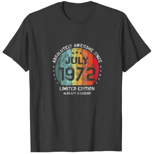 50Th Birthday Absolutely Awesome Since July 1972 V T-shirt