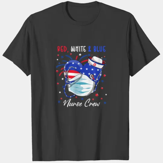 Red White Blue Nurse Crew Heart Cap Stethoscope 4T T-shirt