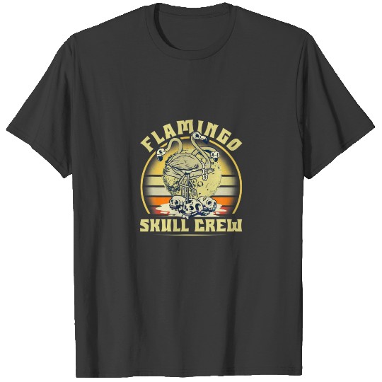 Discover Flamingo Skull Crew Halloween Zombie Vintage Hallo T-shirt