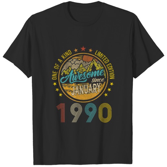 Discover January 1990 Vintage 32 Years Old Retro 32Nd Birth T-shirt